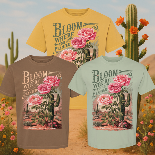 Bloom Where You Are Planted - Vintage Western Comfort Colors T-Shirt, Available in Youth & Adult Sizes - Tons of Colors to Choose From!